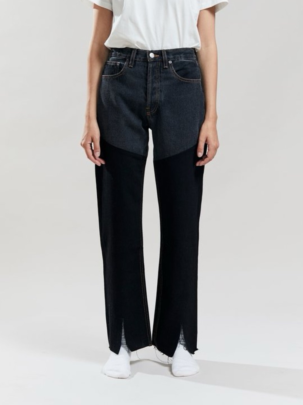 Still Here New York Color Block Childhood Pants Cowgirl Jeans In Black Size 26